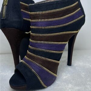 Colin Stuart Black, Purple, and Brown Ankle Booties